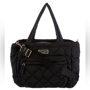 Marc Jacobs Nylon Quilted Black Tote Bag with Crossbody Strap